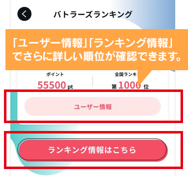 ③「ユーザー情報」「ランキング情報」でさらに詳しい順位を表示できます。